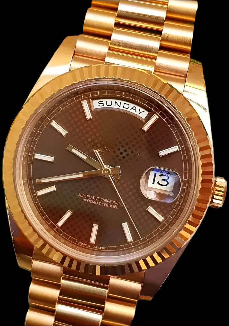 LUCENT Sol-Luna (Day Date) 40mm Rose Gold with "Chocolate" Motif Dial