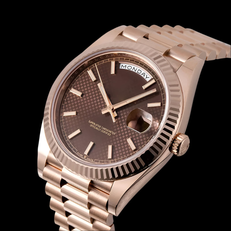 LUCENT Sol-Luna (Day Date) 40mm Rose Gold with "Chocolate" Motif Dial