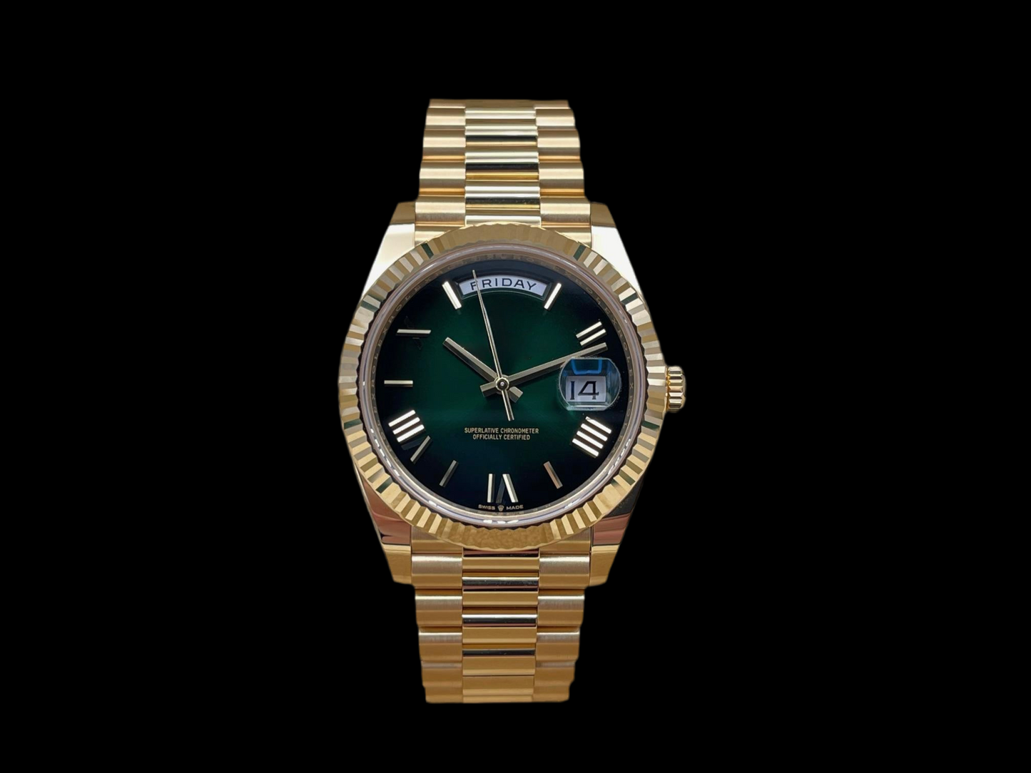 LUCENT Sol-Luna (Day Date) 40MM Yellow Gold Automatic Watch Green Ombre Dial