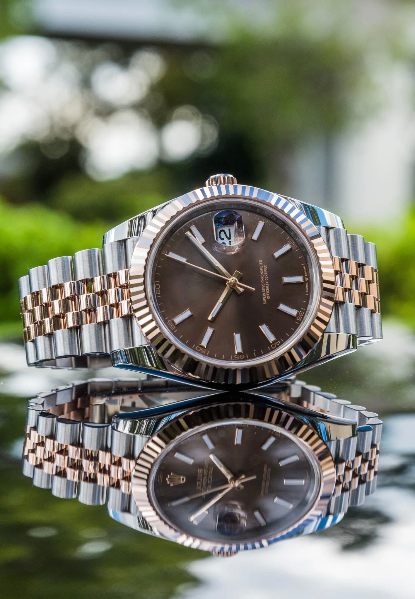 LUCENT Lunodate 2-Tone Silver and Rose Gold with "Chocolate" Dial