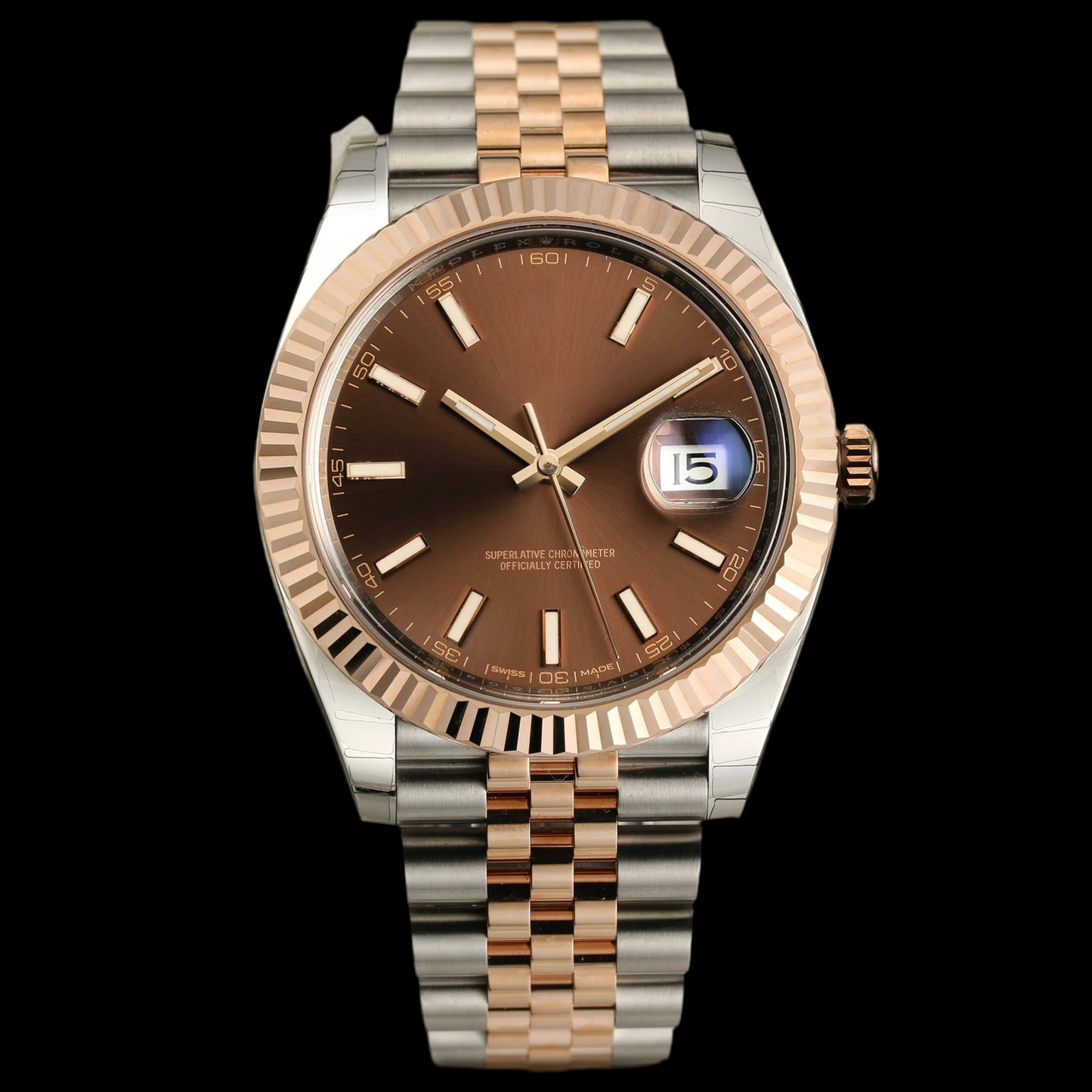 LUCENT Lunodate 2-Tone Silver and Rose Gold with "Chocolate" Dial