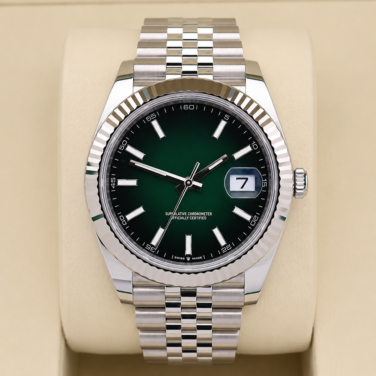 LUCENT Lunodate 41MM Silver with Green Ombré Dial