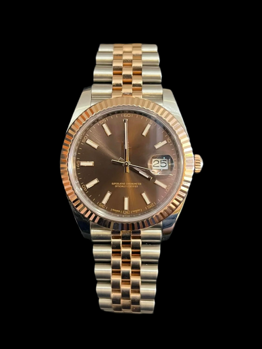 LUCENT Lunodate 2-Tone Silver and Rose Gold with "Chocolate" Dial