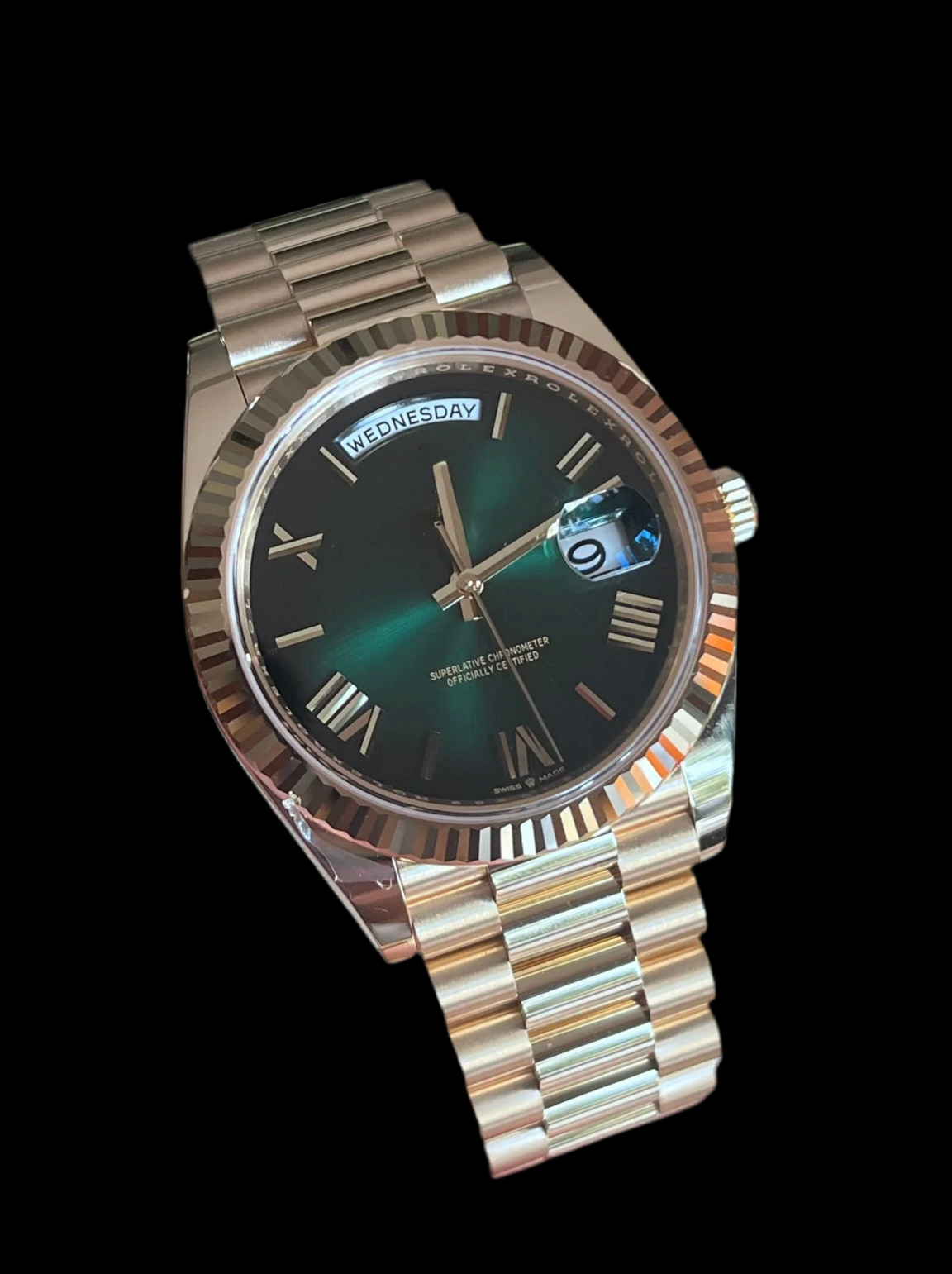 LUCENT Sol-Luna (Day Date) 40MM Yellow Gold Automatic Watch Green Ombre Dial