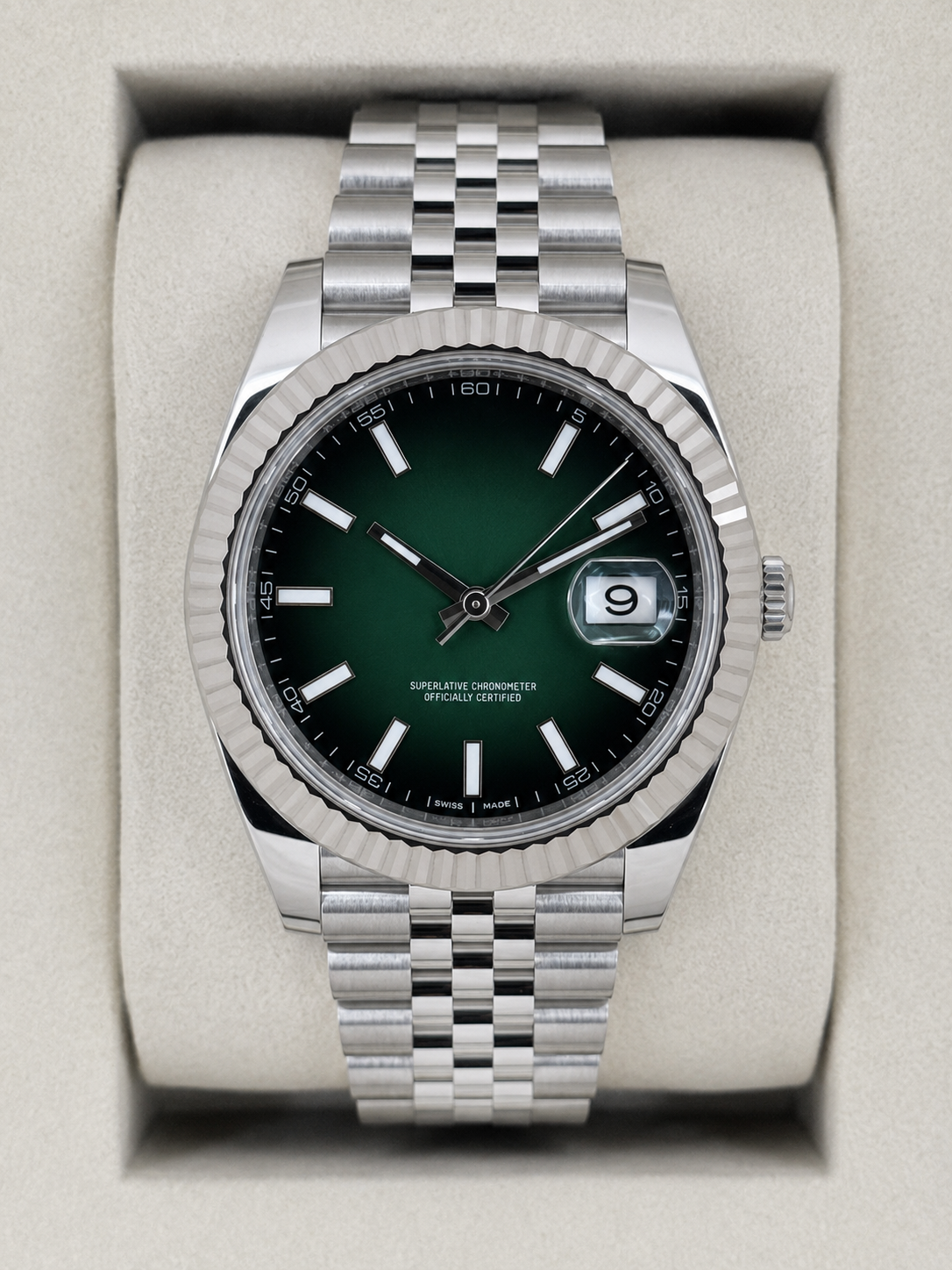 LUCENT Lunodate 41MM Silver with Green Ombré Dial