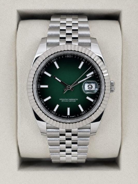 LUCENT Lunodate 41MM Silver with Green Ombré Dial