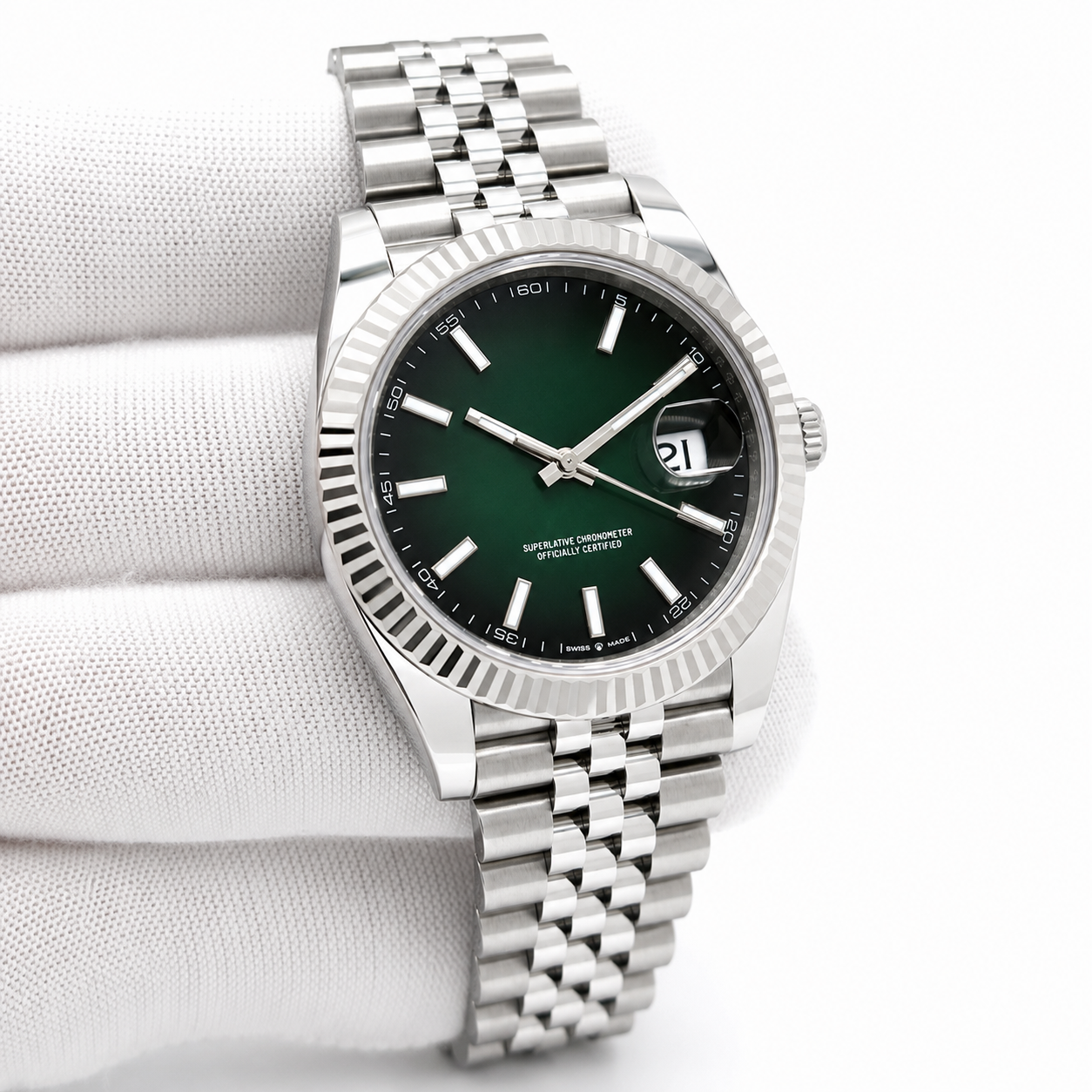 LUCENT Lunodate 41MM Silver with Green Ombré Dial