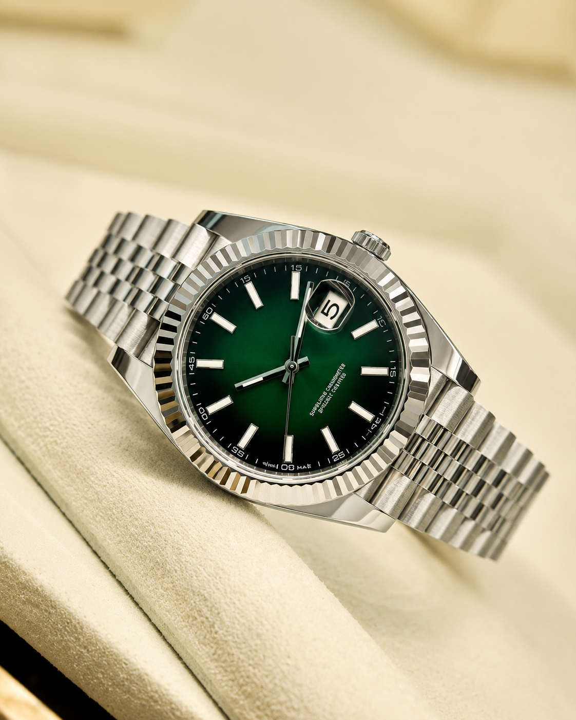 LUCENT Lunodate 41MM Silver with Green Ombré Dial