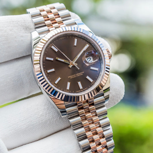 LUCENT Lunodate 2-Tone Silver and Rose Gold with "Chocolate" Dial