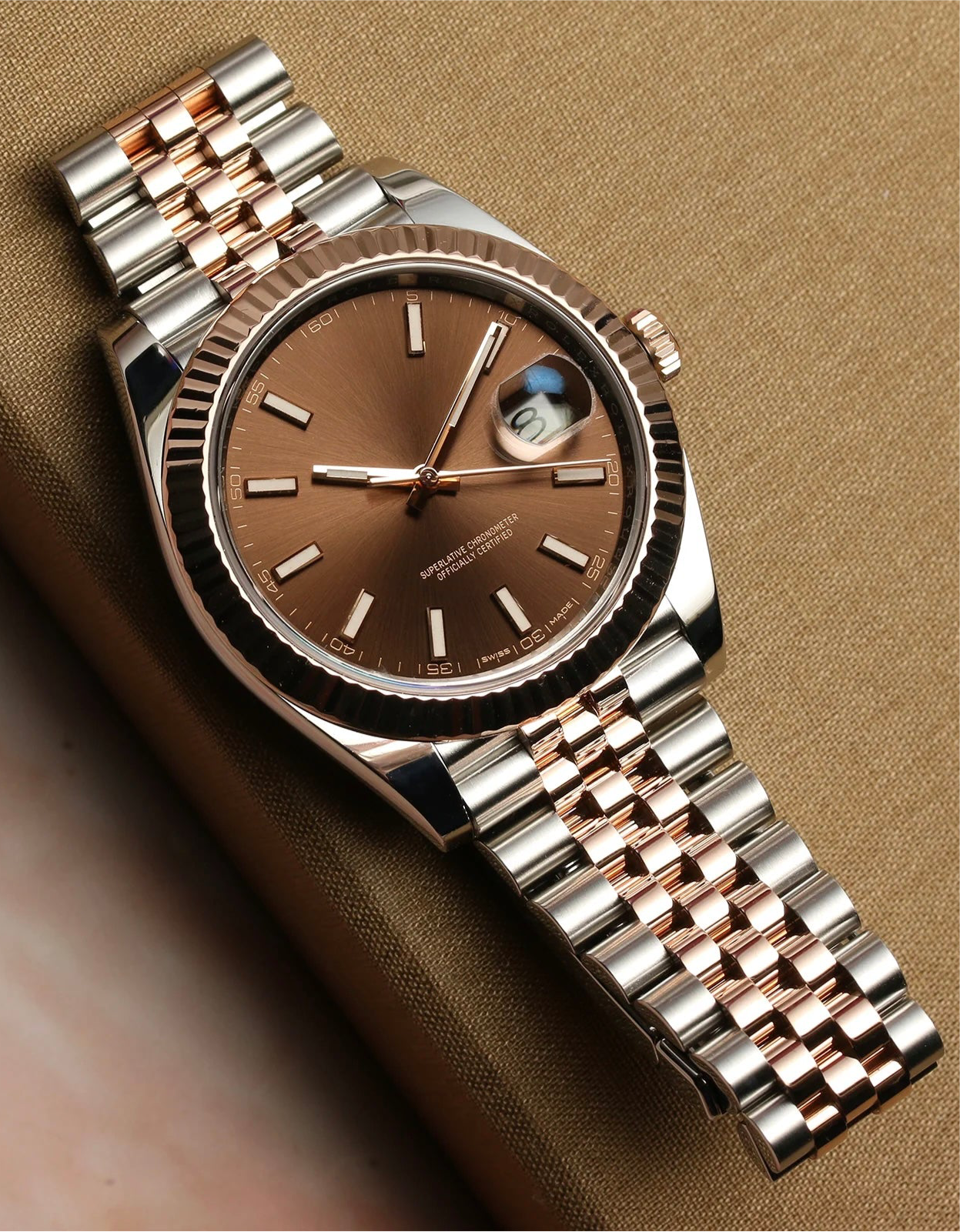 LUCENT Lunodate 2-Tone Silver and Rose Gold with "Chocolate" Dial