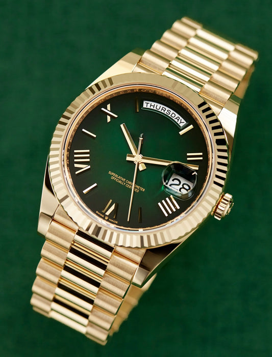 LUCENT Sol-Luna (Day Date) 40MM Yellow Gold Automatic Watch Green Ombre Dial