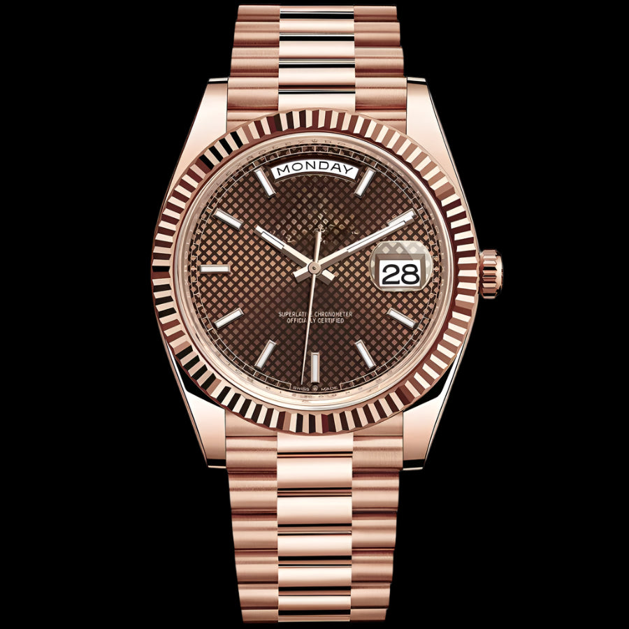 LUCENT Sol-Luna (Day Date) 40mm Rose Gold with "Chocolate" Motif Dial